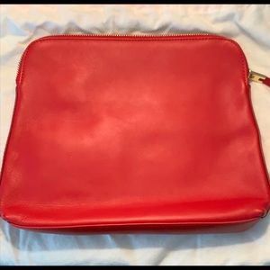 India Hicks 8.5x11 red leather clutch purse.